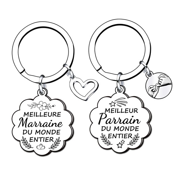 XQXQXZ 2 x Godfather and Godmother Keyring Gift for Men