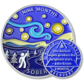 9 Month Sobriety Coin Sobriety Chips AA Chip AA Coins Sober Token Recovery Medallion NA Chips NA Coins from 1 to 12 Months Plastic case Included-9 Month Baking Paint