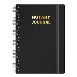CalenDream Notary Journal Log Book, 7"x10", spiral bound Notary Journal, Flexible Cover, Notary Supplies, 100gsm Thick Paper, Black