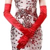 Border Dot Wedding Gloves, Satin Gloves, Long, White, Black, Red, Cosplay, 21.7 inches (55 cm), red