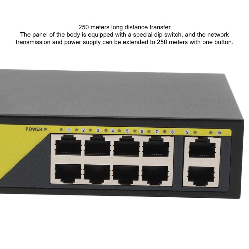 AI POE Switch 8 POE Ports and 2 Uplink 100Mbps