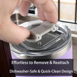 SILICANICE MACSLIDER Spillproof Cup Lid with Ball Plunger Lock | 30hr Iced & 8hr Hot | Tritan & 18/8 Stainless Steel | Car Cup Holder Friendly | BPA-Free Dishwasher Safe