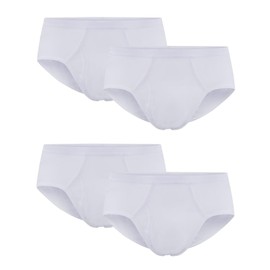 Huata Men's Underwear Briefs Soft Cotton Classic 4 Pack Panties(White,L)