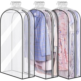 10" Gusseted All Clear Garment Bags for Hanging Clothes 40" Suit Bags for Closet Storage Hanging Clothes Storage Suit Cover for Shirts, Coats, Dresses, 3 Packs - Color: Refer to the main image color, Size: 40 inch