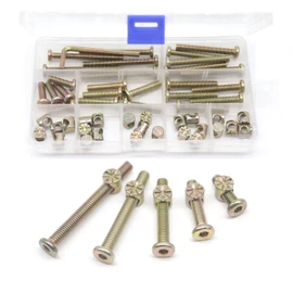 M6 Baby Crib Hardware Replacement Kit, cSeao 50pcs Socket Cap Bolts Barrel Nuts Assortment Kit for Bunk Bed Furniture Chairs, M6x20mm/ 30mm/ 40mm/ 50mm/ 60mm
