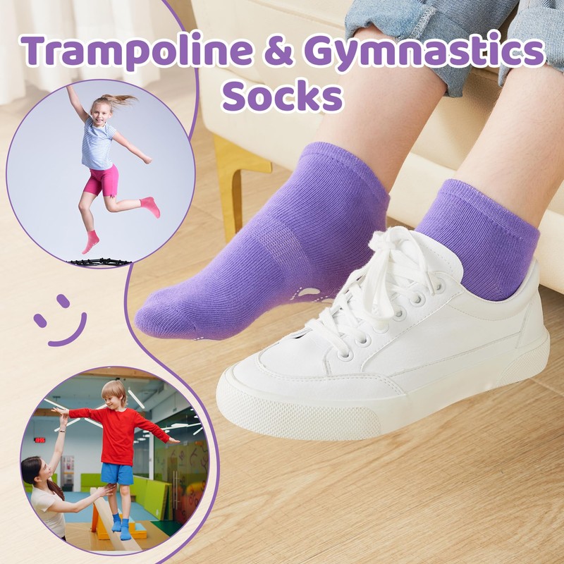 WANZHIHUI Grip Socks for Kids 6 Pairs Non Slip Trampoline
