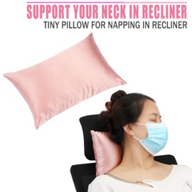 D. Cozy Silky Satin Head Pillow for Recliner Chair, 11"x7" Mini Neck Pillow Tiny Small Airplane Pillows with Cooling Pillowcase for Neck Back Lumbar Knee, Coral 1 Pcs