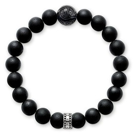 Thomas Sabo Women Men-Bracelet Rebel at heart 925 Sterling silver blackened Obsidian black Length 19 cm A1085-023-11-L