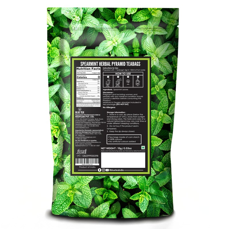 BLUE TEA - Spearmint Tea - 10 Count - Plant