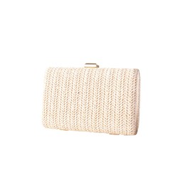 CORIOS Straw Evening Bag for Women Handwoven Clutch Bag Bridal Wedding Purse Ladies Handbag with Detachable Chain Elegant Shoulder Bag Crossbody Bag White