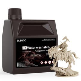 ELEGOO 8K Water Washable 3D Printer Resin, 405nm UV Curing Photopolymer Resina Best for 12K 14K Saturn MSLA DLP LCD Impresora 2000Gram Vanilla