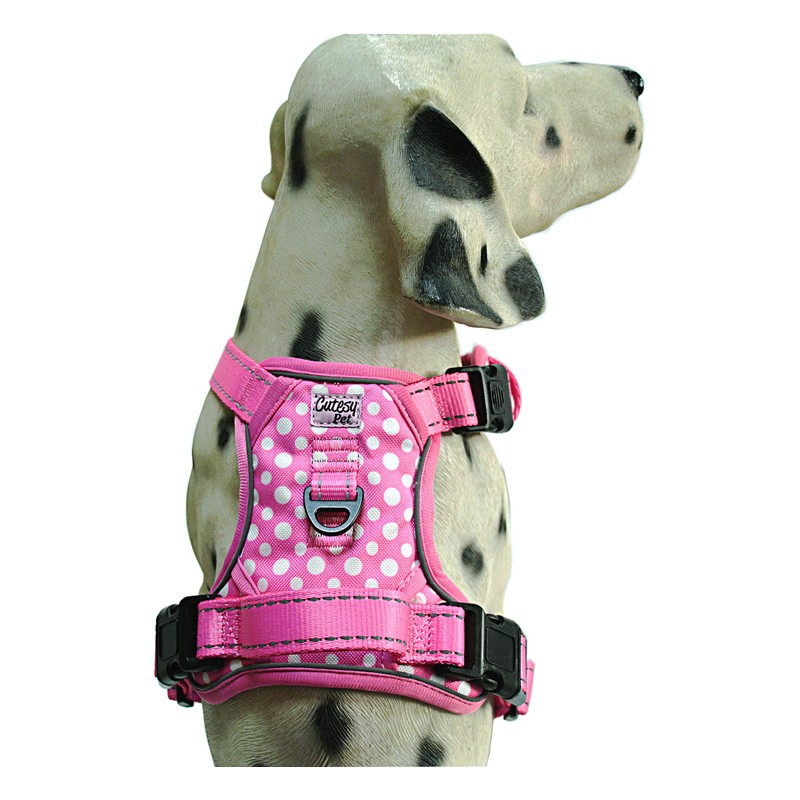 Cutesy Pet Adjustable Dog Harness | Pink Polka Dots (Medium)