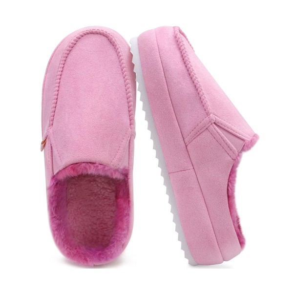 KuaiLu Womens Clog Slippers Cozy Suede Warm Plush Lined Arch