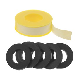 Timsec 5Pcs Propane Pipe Hose Seal Rings Gasket and PTFE Gas Line Pipe Thread Tape, Leakage Prevent Soft Rubber O-Ring and Seal Tape for Propane Tank, Valves, Regulators, Connectors, Fittings