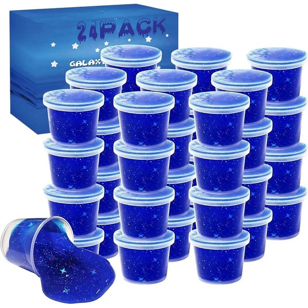 24 Pack Blue Galaxy Star Slime,Party Favor for Kids Girls