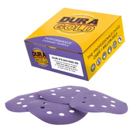 Dura-Gold Premium 1000 Grit 5" Purple Film Ceramic Sanding Discs, 8-Hole Pattern, Box of 50 - Dustless Hook & Loop Backing Sandpaper for DA & Random Orbital Sanders - Detail Color Sand Auto Paint Wood