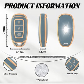 TOOMUME Car Key Cover TPU, Car Key Case Fit for Hyundai i10 i20 i30 i20N i30N Santa Fe IG Grandeur Kona Elantra Tucson Accent Solaris, Protective Key Fob Cover Key Fob Case - Smart Key