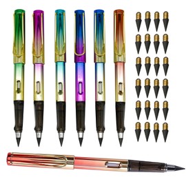 Lopenle 46pcs Dazzling Eternal Pencils Infinity Inkless Pen Everlasting Forever Pencils Black Technology Pencil With 100PCS Nibs Mechanical Never sharpening Pencils For School Office Use