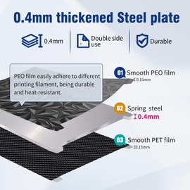 Upgraded K2 Plus Build Plate 370x370mm Double Sides Smooth Carbon PET PEO Spring Steel Flexible Platform Heated Bed for Creality K2 Plus 3D Printer.