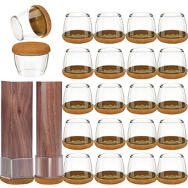 20PCS Clear Silicone Chair Leg Floor Protectors for Hardwood Floors Round & Square Sliders Felt Furniture Leg Covers - Furniture Pads Prevent Scratches(Round-Brown, Large)
