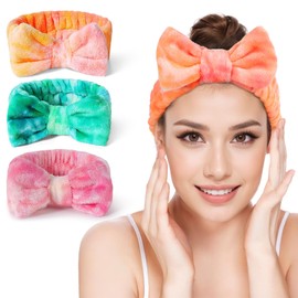 3 Pack Makeup Hair Headband, Spa Bowknot Hair Bands for Women Yoga Sports Gifts, Soft Skincare Headband for Shower Washing Face