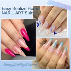 UNA GELLA UNA GELLA Medium Stiletto Nail Tips Full Cover 216Pcs Stiletto Press On Nails Pre etched Stiletto Soft Gel x Nails Clear Fake False Nails For Nail Extensions Home Nail Art Salon 12 Sizes