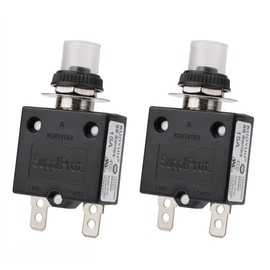 Clyxgs 98-15A Overload Protector, 15Amp Push Button Manual Reset Circuit Breaker 32V DC 125/250VAC 50/60Hz Thermal Circuit Breaker with Quick Connect Terminals and Waterproof Button Transparent Cap