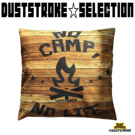 DUSTSTROKE Camping Logo Cushion Cover, Pillow, Stylish, Interior, Miscellaneous Goods, 17.7 x 17.7 inches (45 x 45 cm), No Camping, No Life, Wood