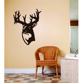 Deer Buck Head - 22 Colors Available – Size 8"X12" - Animal Hunting Hunter Man with Gun Picture Art - Boys Kids Bed Room Sports Hobbies - Peel & Stick Sticker - Vinyl Wall Decal