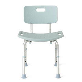Medline Shower Chair Bath Bench with Back, Supports up to 300 lb, Infused with Microban Antimicrobial Protection, Light Blue