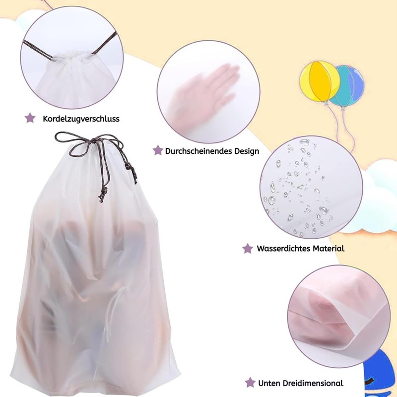 Loppdece 50 Stück Schuhbeutel, Große Schuhbeutel Reise, Staubdicht Schuhsack mit