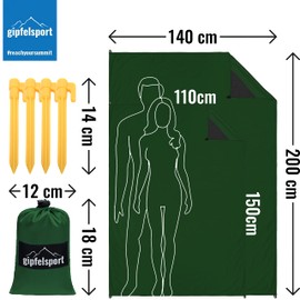 gipfelsport Picnic Blanket - Outdoor Picnic Blanket I Beach Blanket Waterproof Washable Sand-Free I 150 x 110 cm Large I Green
