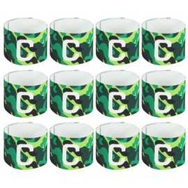 MECCANIXITY Soccer Captain Armband, Nylon Captain Arm Bands for Soccer Elastic Captain C Arm Band Sports Captain Armbands for Football Team Training Youth & Adult Green, Pack of 12