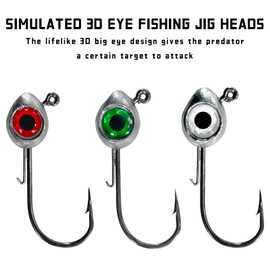 Pfeibk 15PCS Fishing Eyes Jigs Swimbait Jig Head - 3D Eyes Saltwater Jig Heads for Fishing 3/8 1/4 3/16 oz Jig Head, Trout Bass Hook Freshwater Walleye Striper Walleye Jigheads (mixcolor Eye, 3/8 oz)