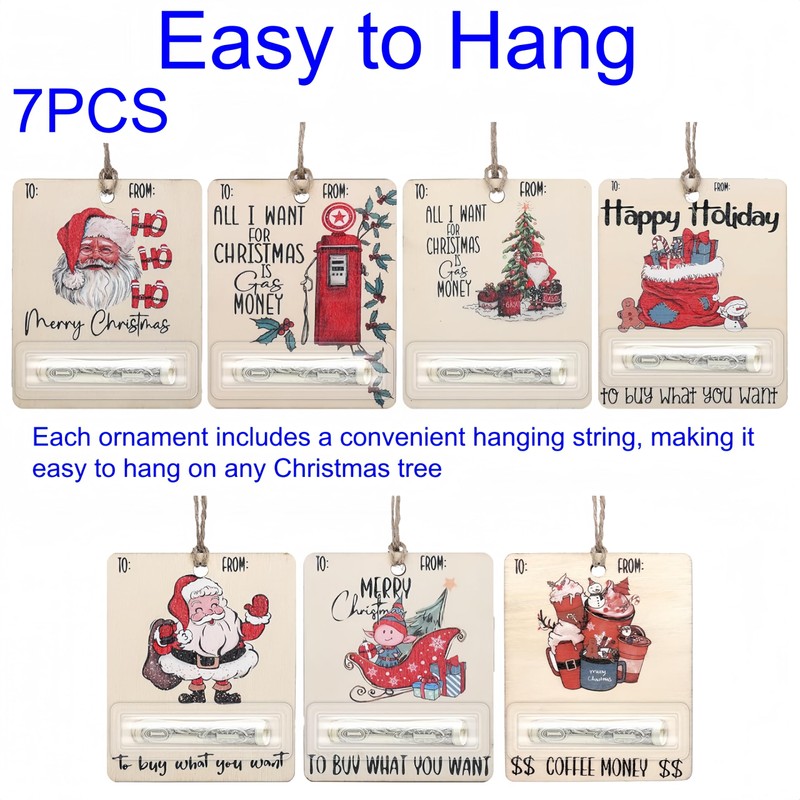 FeBohao 7 Pcs Christmas Tree Decorations Money Holders for Cash