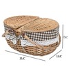Wicker Picnic Basket with Lid and Handle Sturdy Woven Body