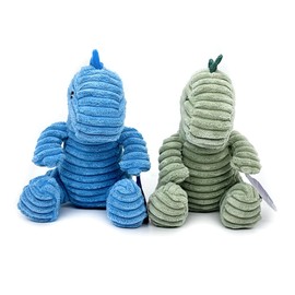 MORELIFE Naughty Dogs Dinos Plush Squeaky Toy| for Small Medium Large Dogs, All Dog Breeds, Blue and Green Bundle