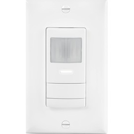 SensorSwitch Wall Mount Motion Sensor Switch, Passive Infrared Wall Switch and Occupancy Sensor and Dusk-to-Dawn Photocell, WSX Series, Single Relay, White