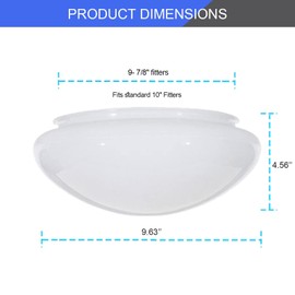 DYSMIO 10-Inch White Classic Globe, Dome, Fitter 9-7/8 Inch, Replacement Mushroom Glass Shade for Pendant, Fan light , Bathroom