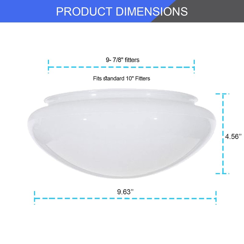 DYSMIO 10-Inch White Classic Globe, Dome, Fitter 9-7/8 Inch, Replacement