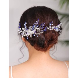 DeniferyBridal - Peine para el pelo, diseño clásico, color azul