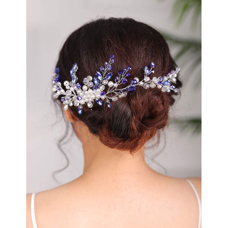 DeniferyBridal - Peine para el pelo, diseño clásico, color azul