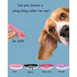 Bling Dog Collar for Small Medium Large Dogs, Crown Rhinestone Dog Collars for Girl and boy Dog, Diamond Puppy Collars, Adjustable Leather Suede SOFE Cat Collar (XS(8.2"-10.6"/21CM-27CM), Pink)