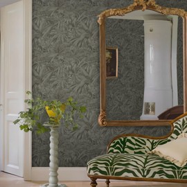 Ismoon 17.3"x137"Tropical Peel and Stick Wallpaper Fern Forest Wallpaper Vintage Dark Green Contact Paper Jungle Leaf Removable Self-Adhesive Wall Paper for Bathroom Vinyl Roll