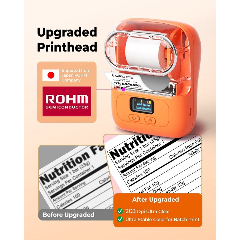 Phomemo M110 Label Printer, 3 Label Rolls Set, Upgraded Label
