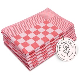 ZOLLNER 352 Tea Towels, 65 x 65 cm, 100% Cotton, 236 g/m², Set of 6, Red