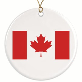 Canada World Flag Christmas Ornament - Canadian Pride - 2.8" Round Ornament - Gold String Included - Choose from Over 100 Countries - UV Printed Design - Glossy Ceramic - BMCO0992