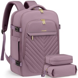 LOVEVOOK Travel Backpack for Women, TSA Personal Item Travel Bag fits 17.3" Laptop, Carry On Backpack for Weekender Business Hiking, Purple