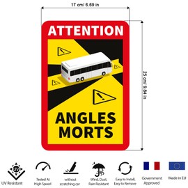 lepni.me lepni.me 50 Pieces Bus Angles Morts Stickers for France | Extra Strong Adhesion and UV Protection | Attention Warning Sign | Vehicle Blind Spot Sticker (50PCS BUS)