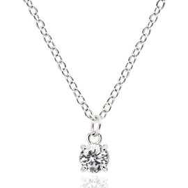 QVY Princess Cut CZ Diamond Solitaire Necklace for Women 1.0 Carat Square 5A Cubic Zirconia Crystal Pendant Necklace Bridal Shower Bridesmaid Jewelry Gifts [CZN-RD-S], 18 inch with 2inch Extender,
